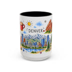 Denver Illustrated Travel Mug | City Souvenir Accent Coffee Mug | 11oz 15oz Ceramic Cup