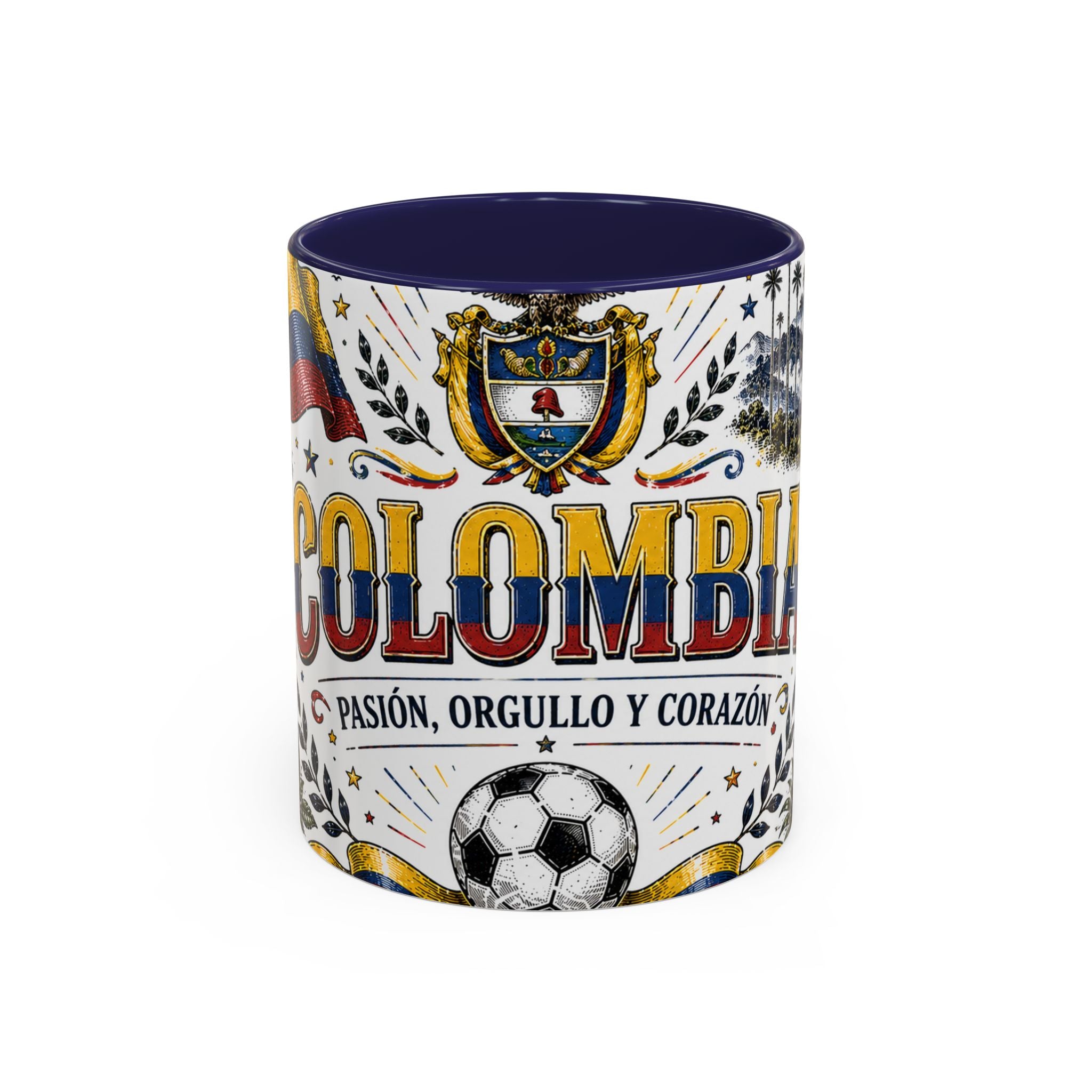 Colombia Soccer Coffee Mug | World Cup Fan Gift | Accent Color Ceramic 11oz 15oz Match Day Cup