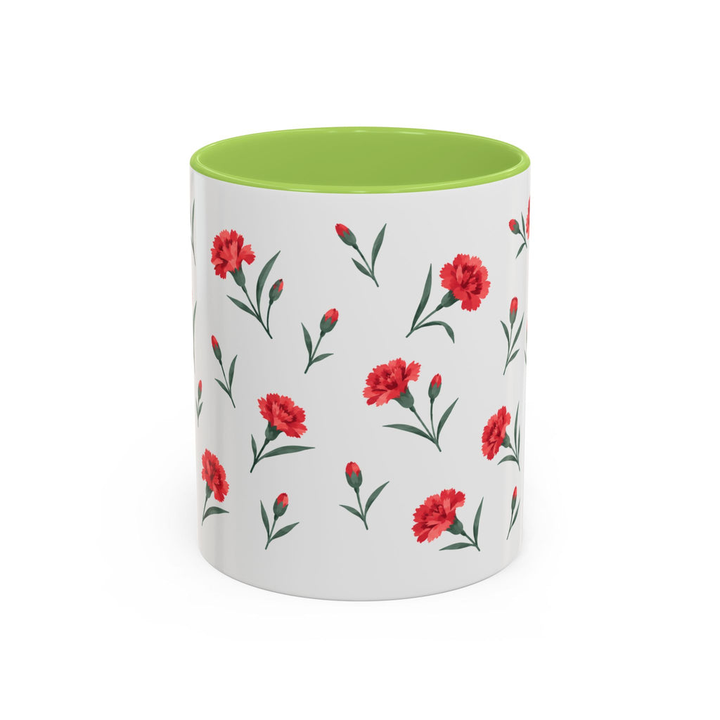 Ohio Scarlet Carnation Mug, State Flower Floral Coffee Cup, 11oz Botanical Gift