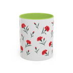Ohio Scarlet Carnation Mug, State Flower Floral Coffee Cup, 11oz Botanical Gift