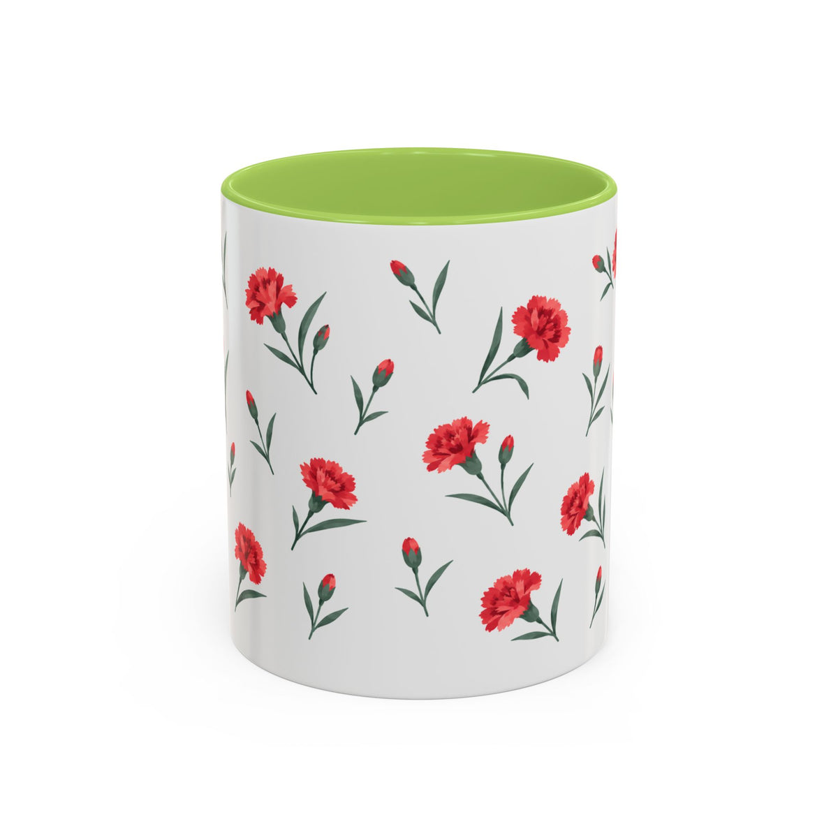 Ohio Scarlet Carnation Mug, State Flower Floral Coffee Cup, 11oz Botanical Gift