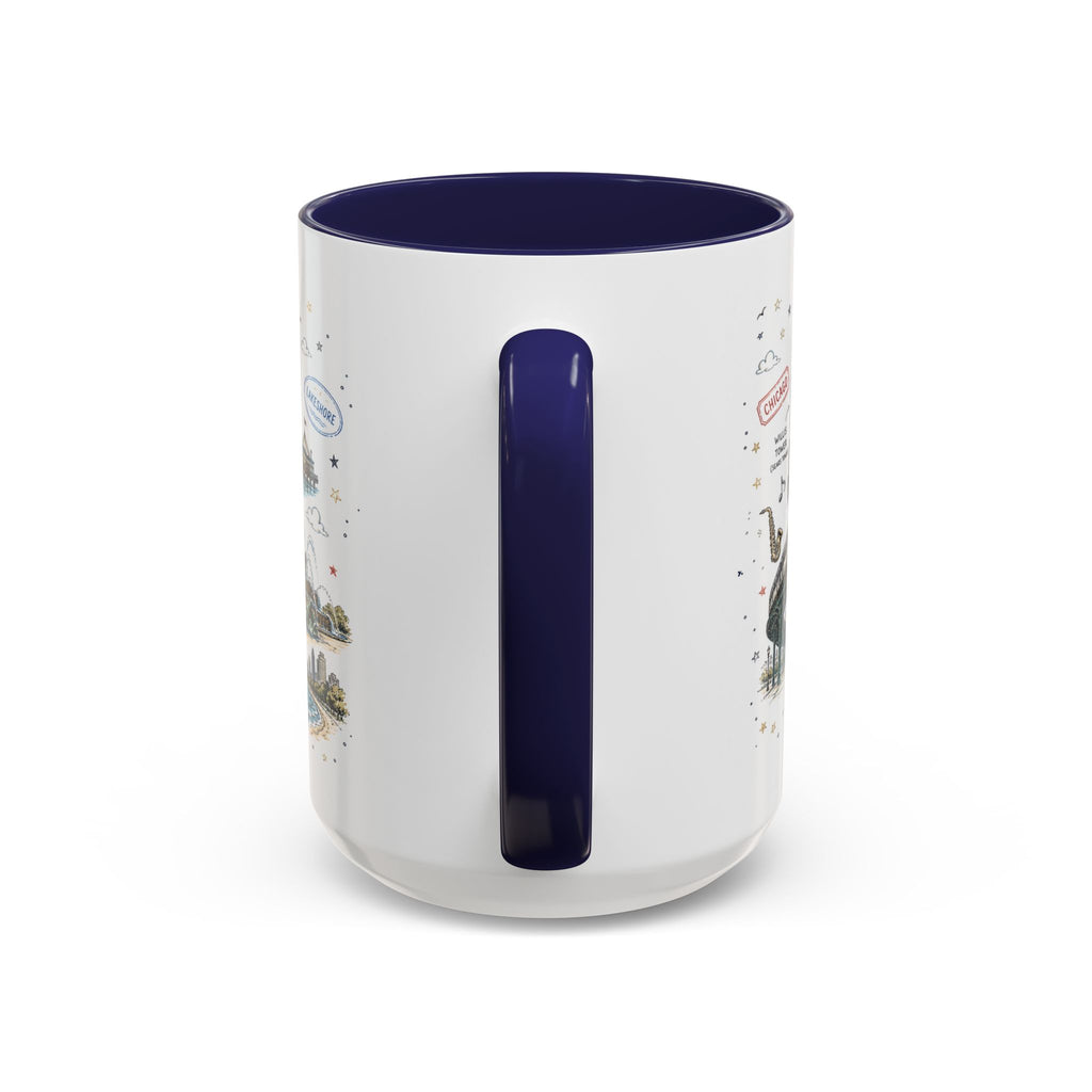 Chicago Coffee Mug | Illinois Souvenir City Gift | Accent Color Ceramic 11oz 15oz