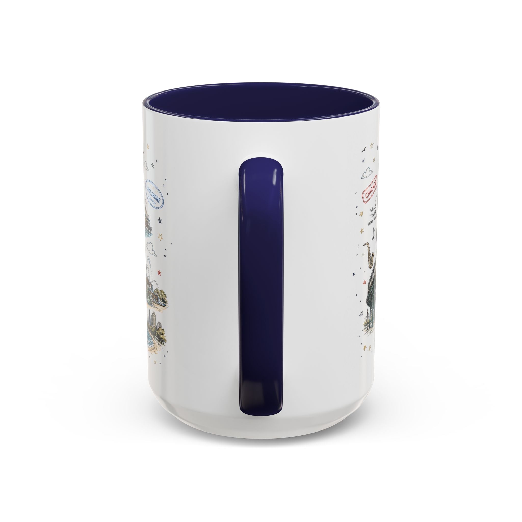 Chicago Coffee Mug | Illinois Souvenir City Gift | Accent Color Ceramic 11oz 15oz