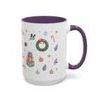 Christmas Mug | Watercolor Tree Gifts Wreath Holiday Cup | Accent Coffee Mug 11oz 15oz