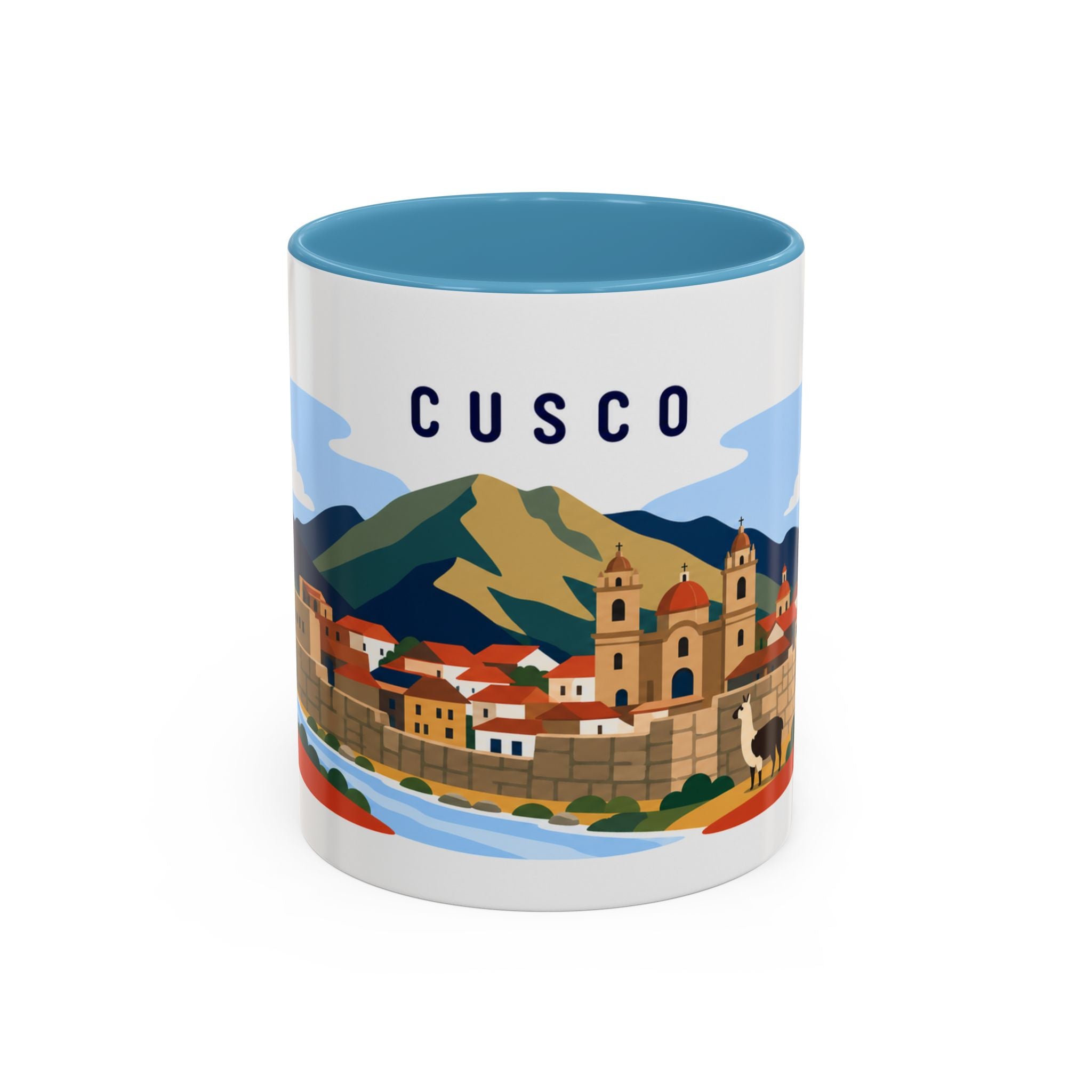 Cusco Coffee Mug | Travel Destination Souvenir Gift | Accent Color Ceramic 11oz 15oz
