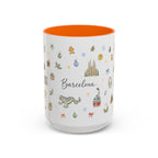 Barcelona Christmas Mug | Watercolor City Souvenir, Ceramic Coffee Cup (11oz/15oz)