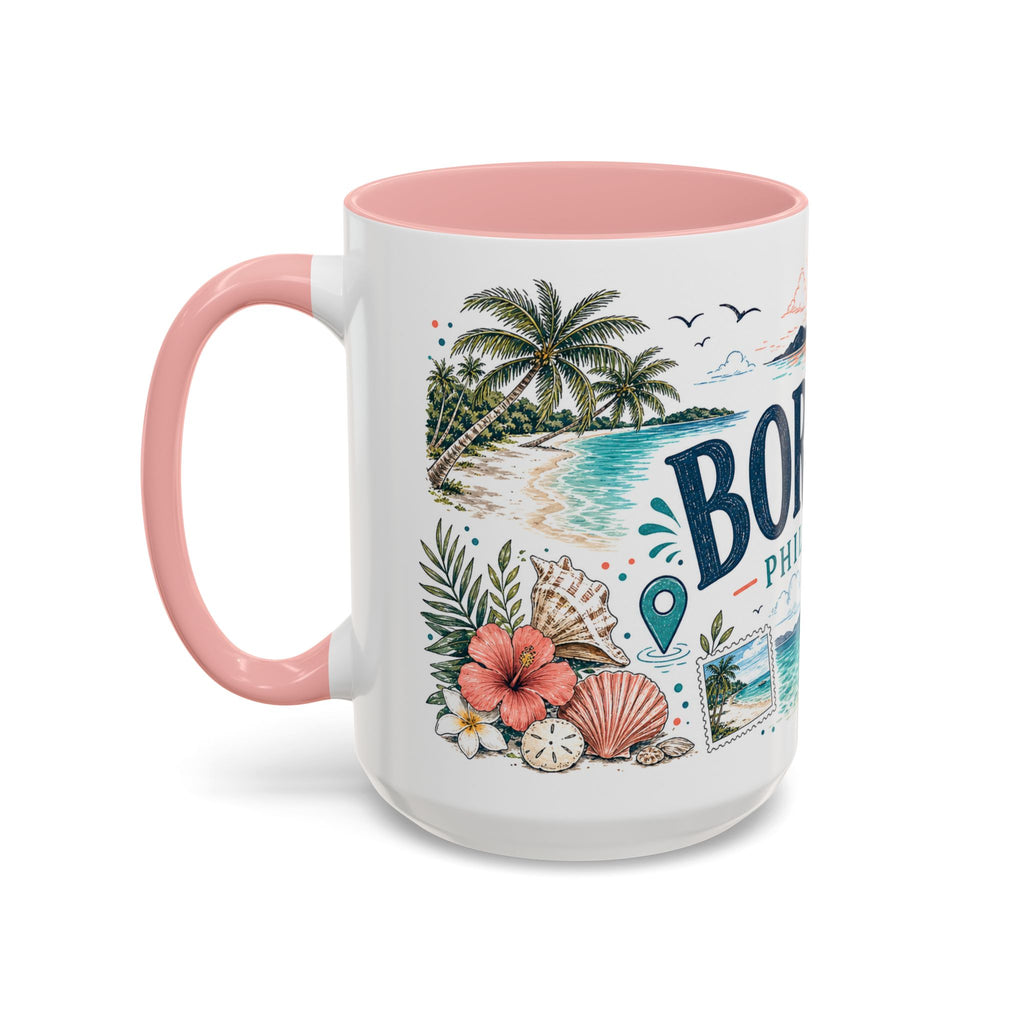 Boracay Coffee Mug | Travel Destination Souvenir Gift | Accent Color Ceramic 11oz 15oz
