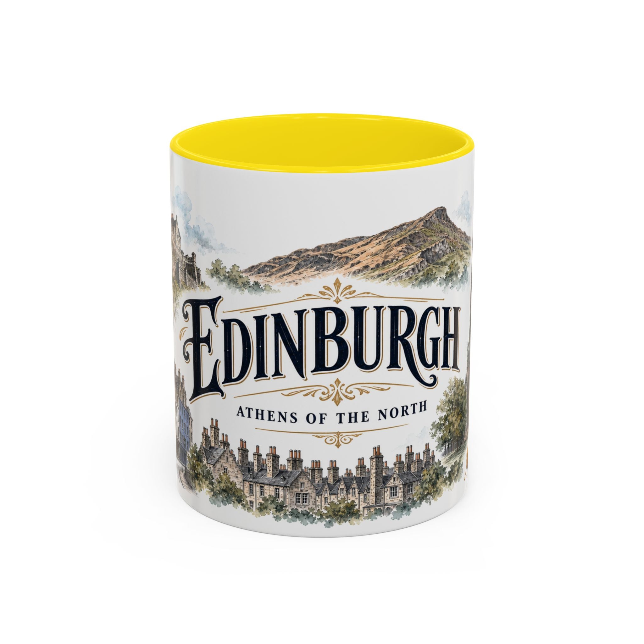 Edinburgh Coffee Mug | United Kingdom Travel Souvenir | Vintage Illustrated City Gift | 11 oz 15 oz Accent Mug