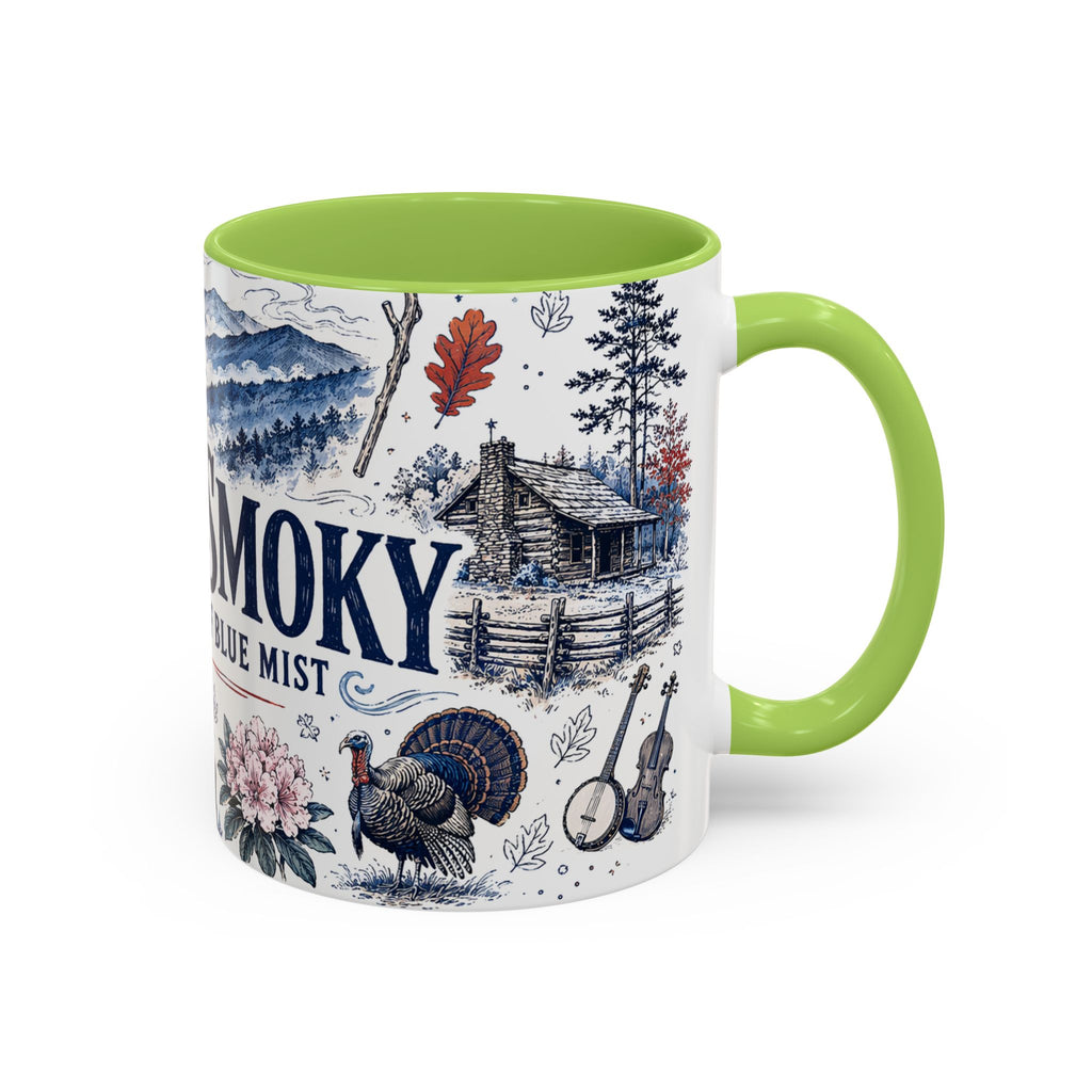Great Smoky Mountains Coffee Mug | National Park Hiking Gift | Accent Color Ceramic 11oz 15oz