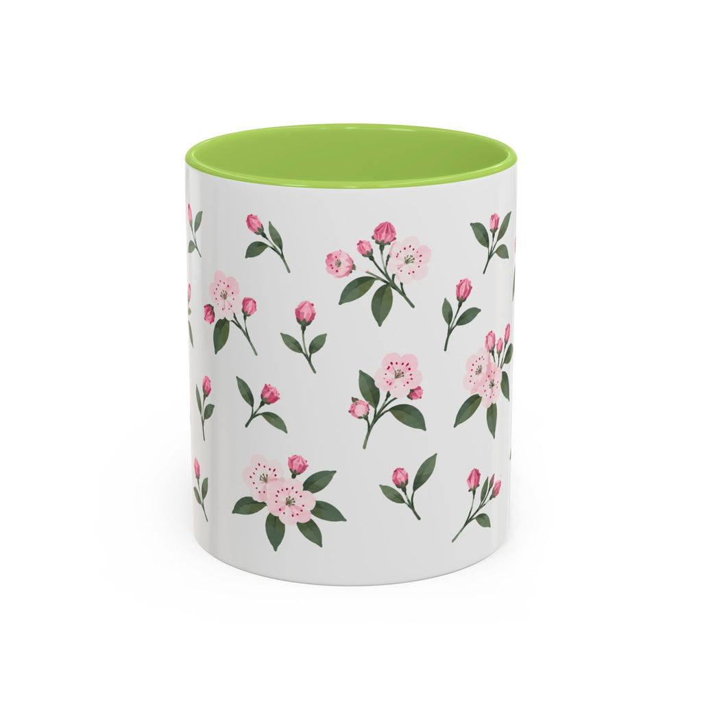 Connecticut Mountain Laurel Mug, State Flower Floral Coffee Cup, 11oz Botanical Gift