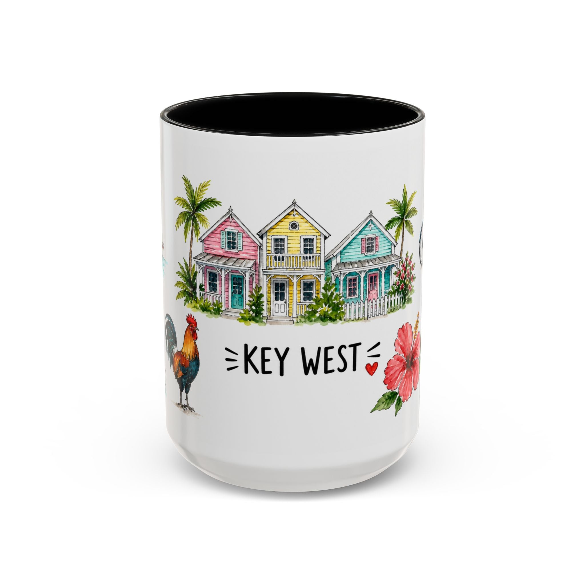Key West Illustrated Travel Mug | City Souvenir Accent Coffee Mug | 11oz 15oz Ceramic Cup