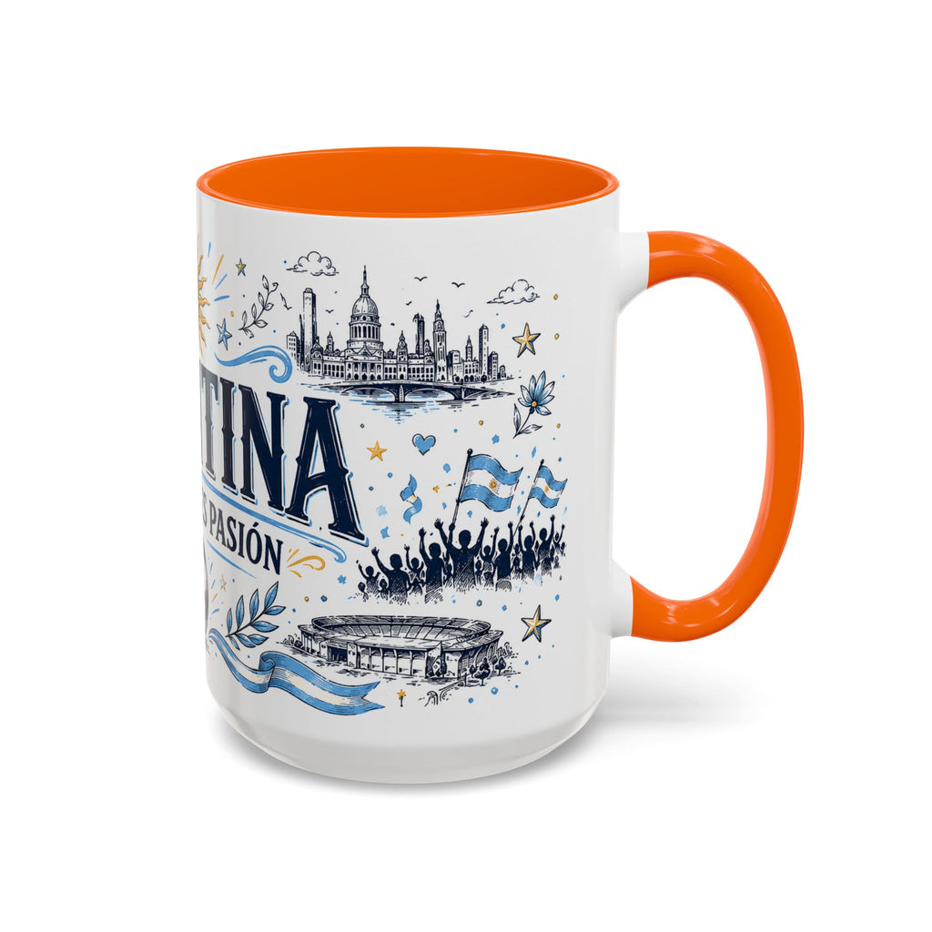 Argentina Soccer Coffee Mug | Soccer Fan Gift | Accent Color Ceramic 11oz 15oz Match Day Cup
