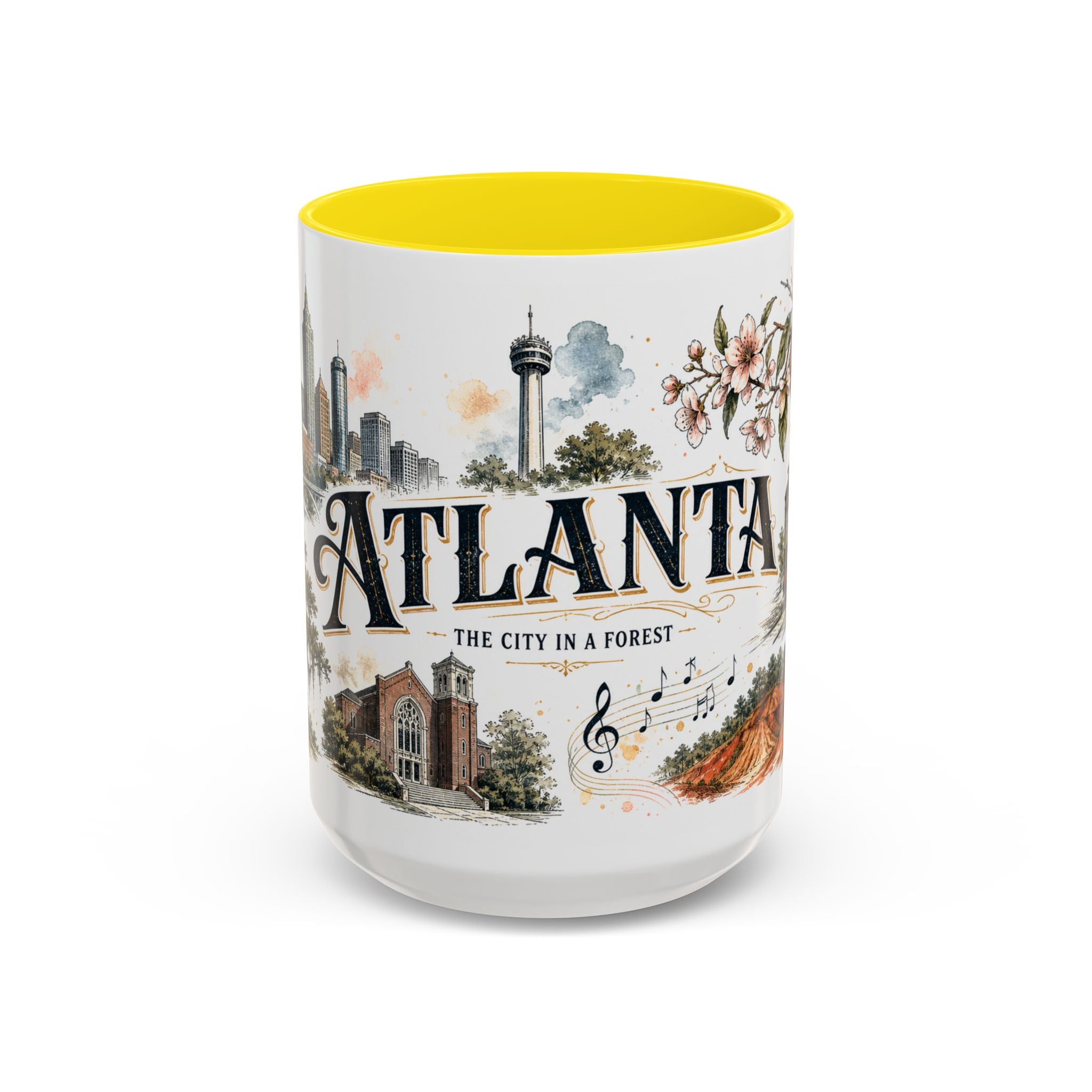 Atlanta Coffee Mug | United States Travel Souvenir | Vintage Illustrated City Gift | 11 oz 15 oz Accent Mug