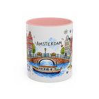 Amsterdam Travel Mug | European City Souvenir Accent Coffee Mug | 11oz 15oz Ceramic Cup