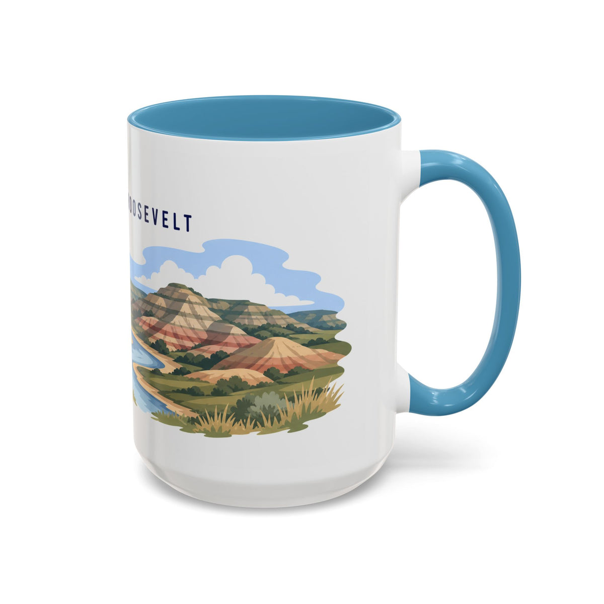 Theodore Roosevelt National Park Coffee Mug | Solid Color Block Park Souvenir | 11oz 15oz Accent Mug