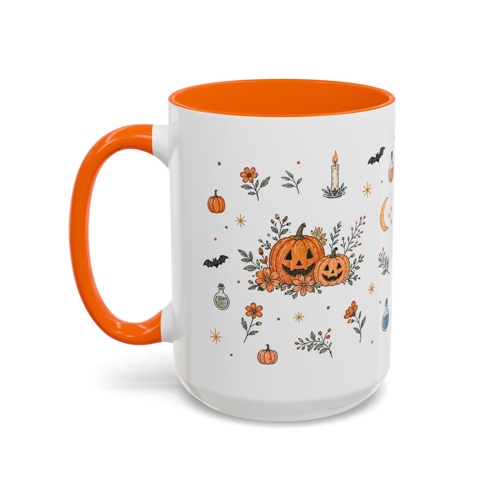 Black Cat Halloween Mug | Pumpkin Moon Watercolor Gift | Spooky Accent Cup 11oz 15oz