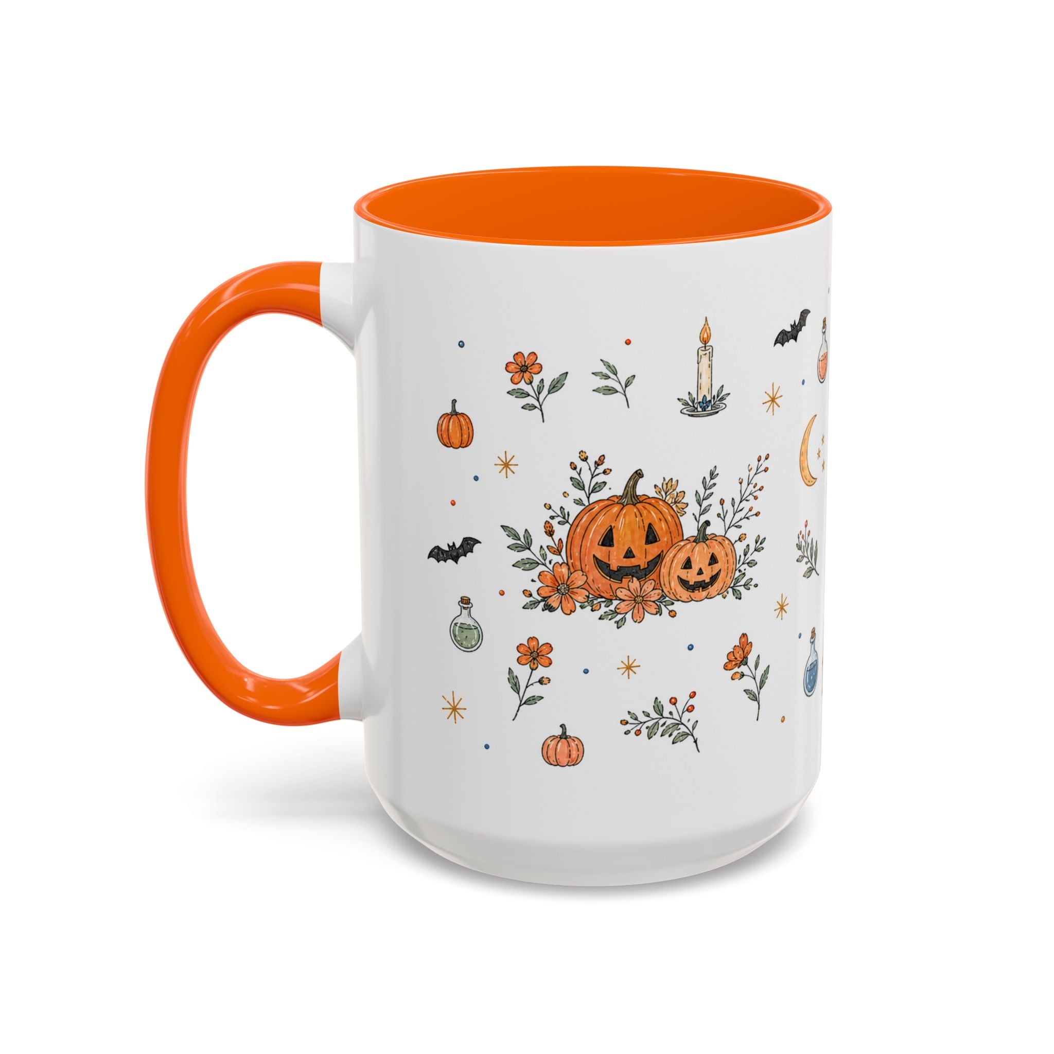 Black Cat Halloween Mug | Pumpkin Moon Watercolor Gift | Spooky Accent Cup 11oz 15oz