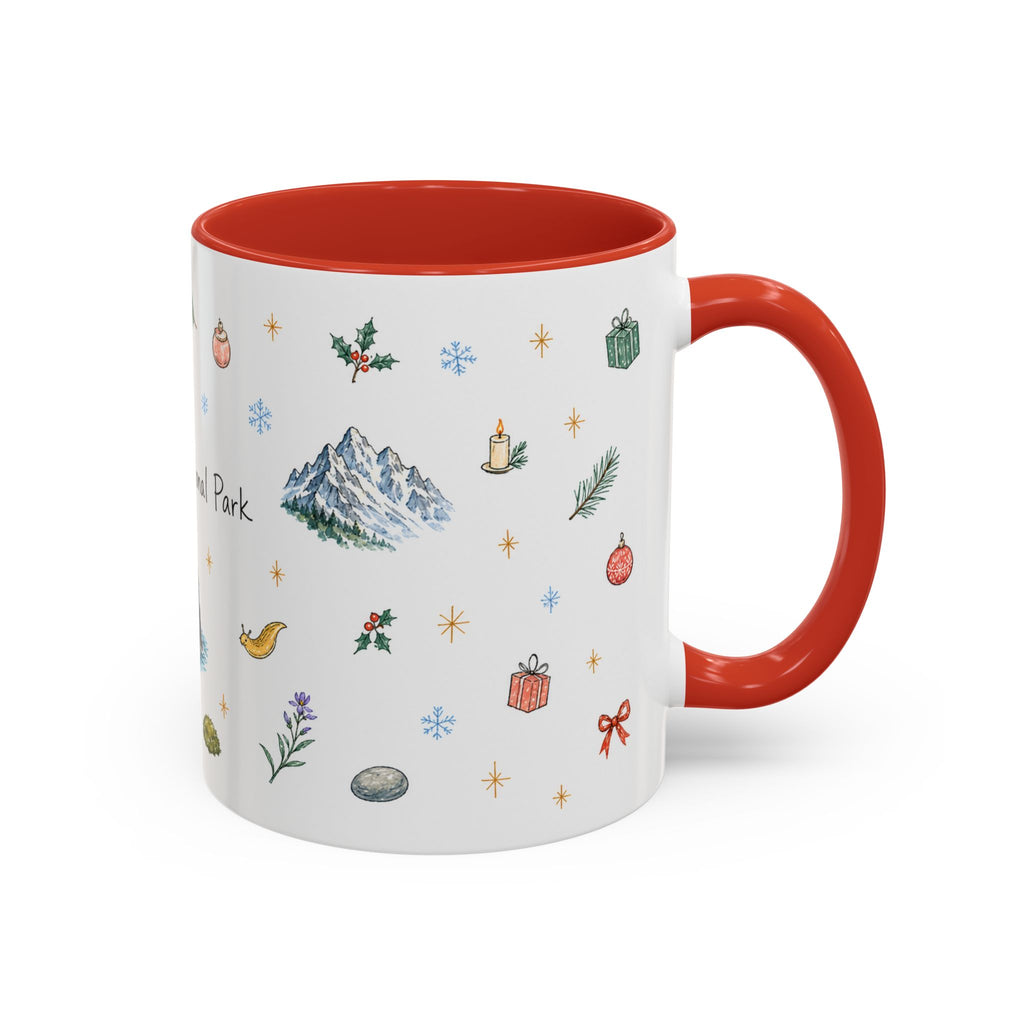 Olympic National Park Christmas Mug | Watercolor Travel Souvenir | Holiday Gift | Accent Ceramic Coffee Cup 11oz 15oz