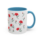 Ohio Scarlet Carnation Mug, State Flower Floral Coffee Cup, 11oz Botanical Gift