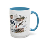 Acadia Coffee Mug | National Park Hiking Coastal Gift | Accent Color Ceramic 11oz 15oz