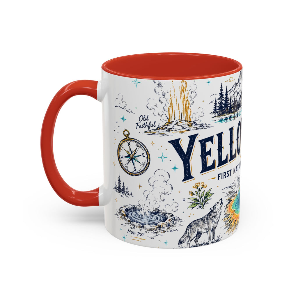Yellowstone National Park Coffee Mug | Hiking Camping Nature Gift | Accent Color Ceramic 11oz 15oz