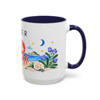 Cancer Zodiac Coffee Mug | Crab and Coastal Design | Astrology Birthday Gift | 11 oz 15 oz Ceramic Accent Mug