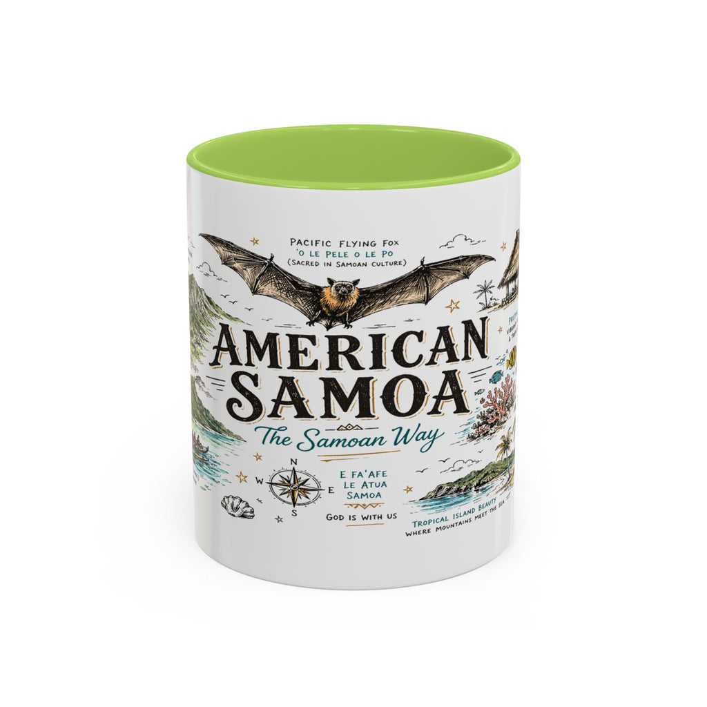 American Samoa National Park Coffee Mug | Pacific Island Rainforest Reef Gift | Accent Color Ceramic 11oz 15oz