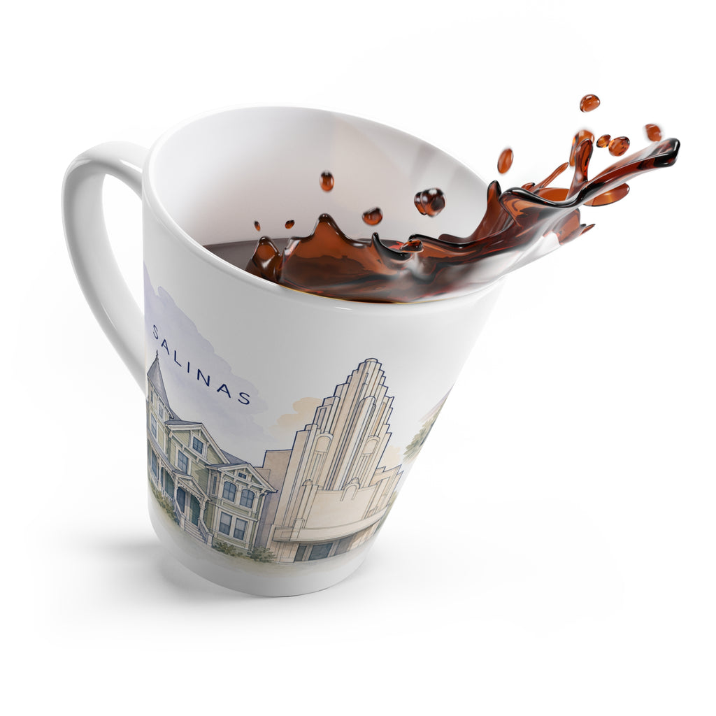 Salinas Latte Mug | Watercolor City Travel Mug | 12 oz Ceramic Souvenir Gift