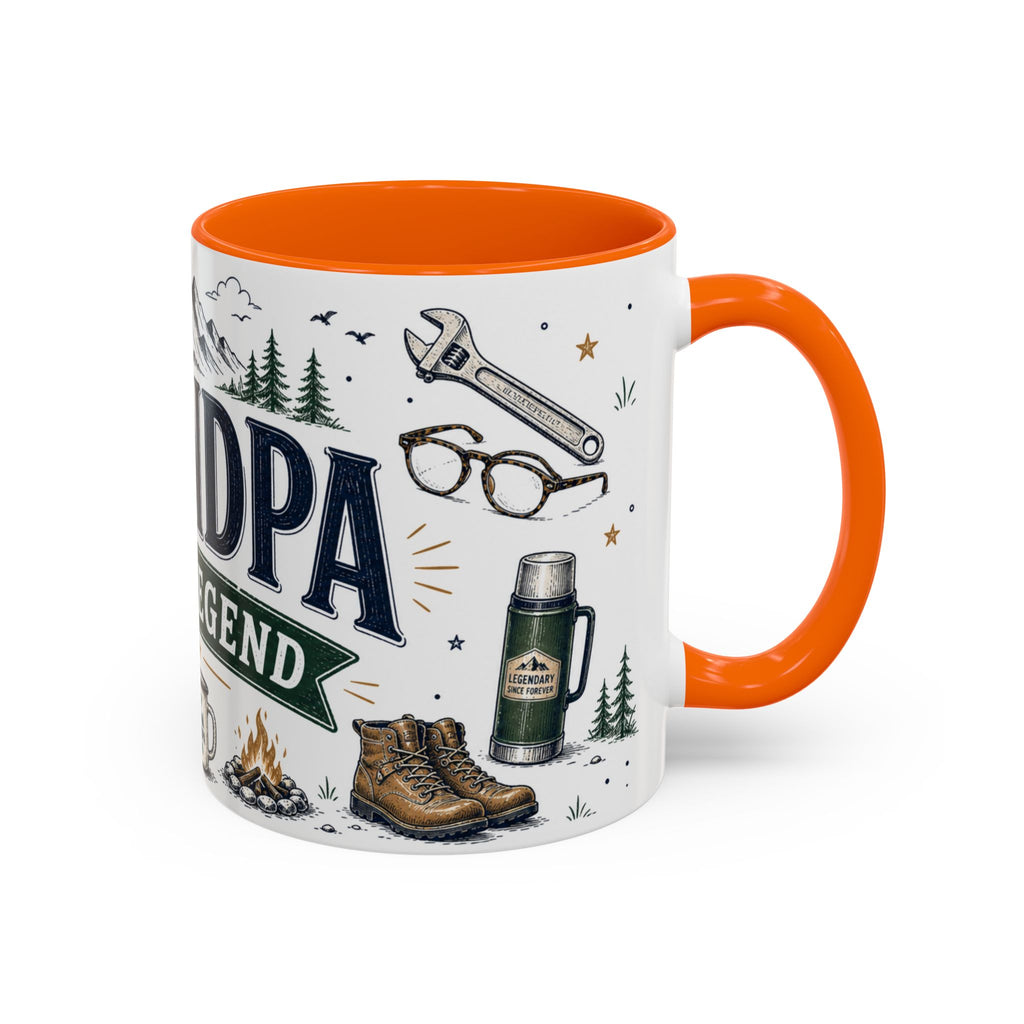 Grandpa The Legend Coffee Mug | Gift From Grandkids | Accent Color Ceramic 11oz 15oz