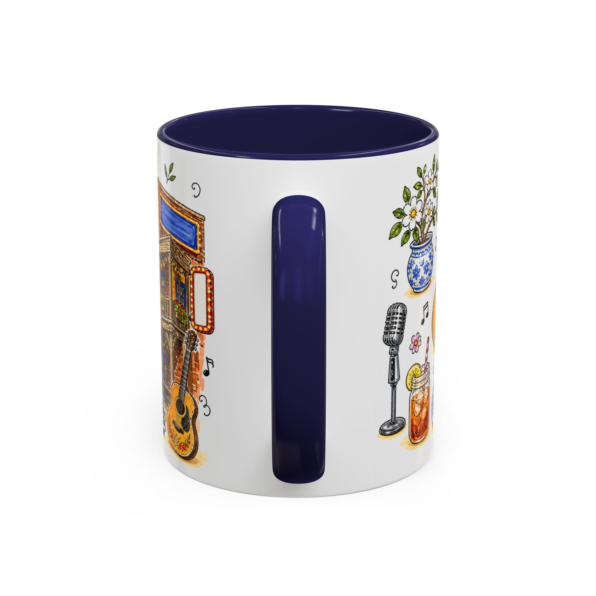 Nashville Illustrated Travel Mug | City Souvenir Accent Coffee Mug | 11oz 15oz Ceramic Cup