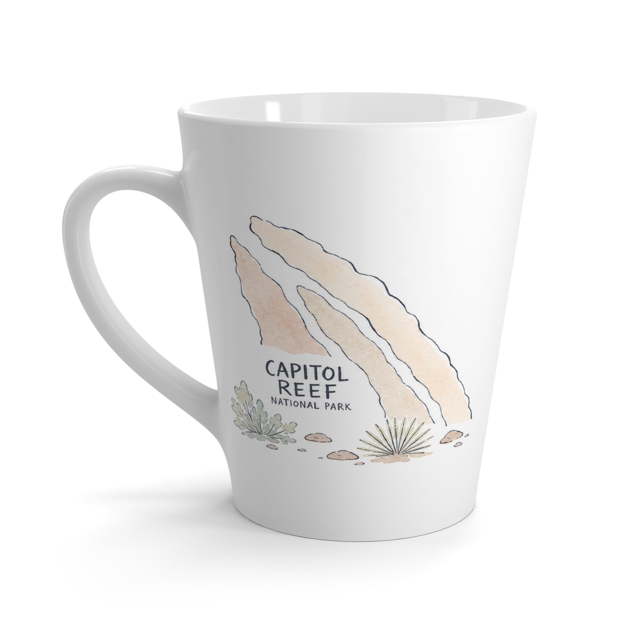 Capitol Reef National Park Latte Mug | Pastel Watercolor Nature Coffee Cup | 12 oz Travel Souvenir Gift