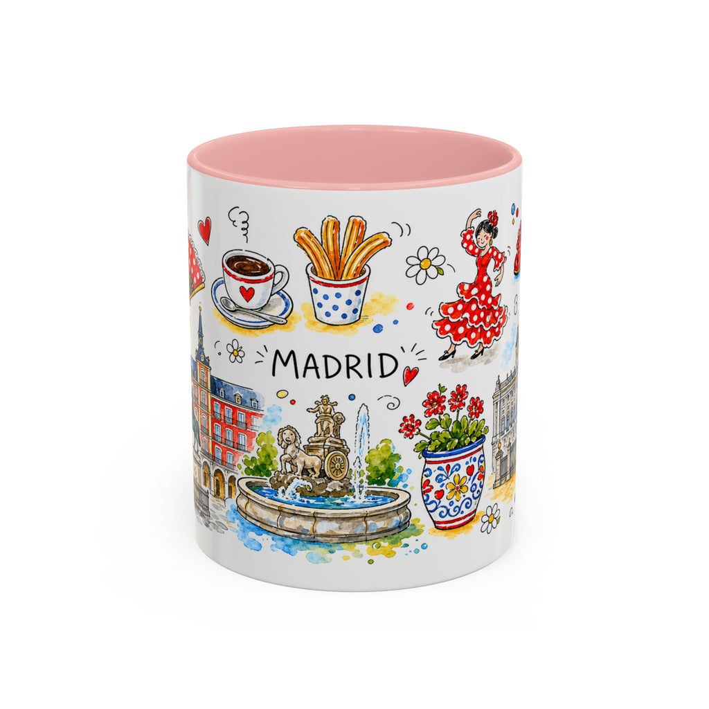 Madrid Travel Mug | European City Souvenir Accent Coffee Mug | 11oz 15oz Ceramic Cup