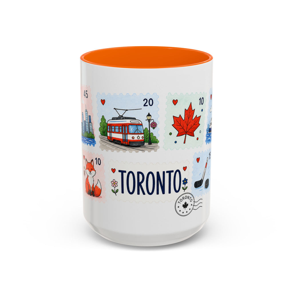 Toronto Coffee Mug | Postage Stamp Collage Mug | Travel Souvenir Accent Cup 11oz 15oz
