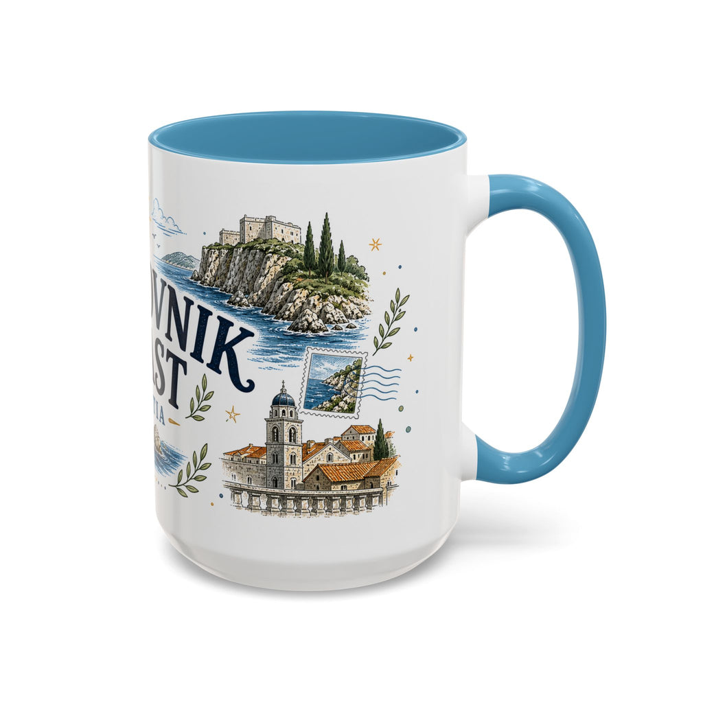 Dubrovnik Coast Coffee Mug | Travel Destination Souvenir Gift | Accent Color Ceramic 11oz 15oz