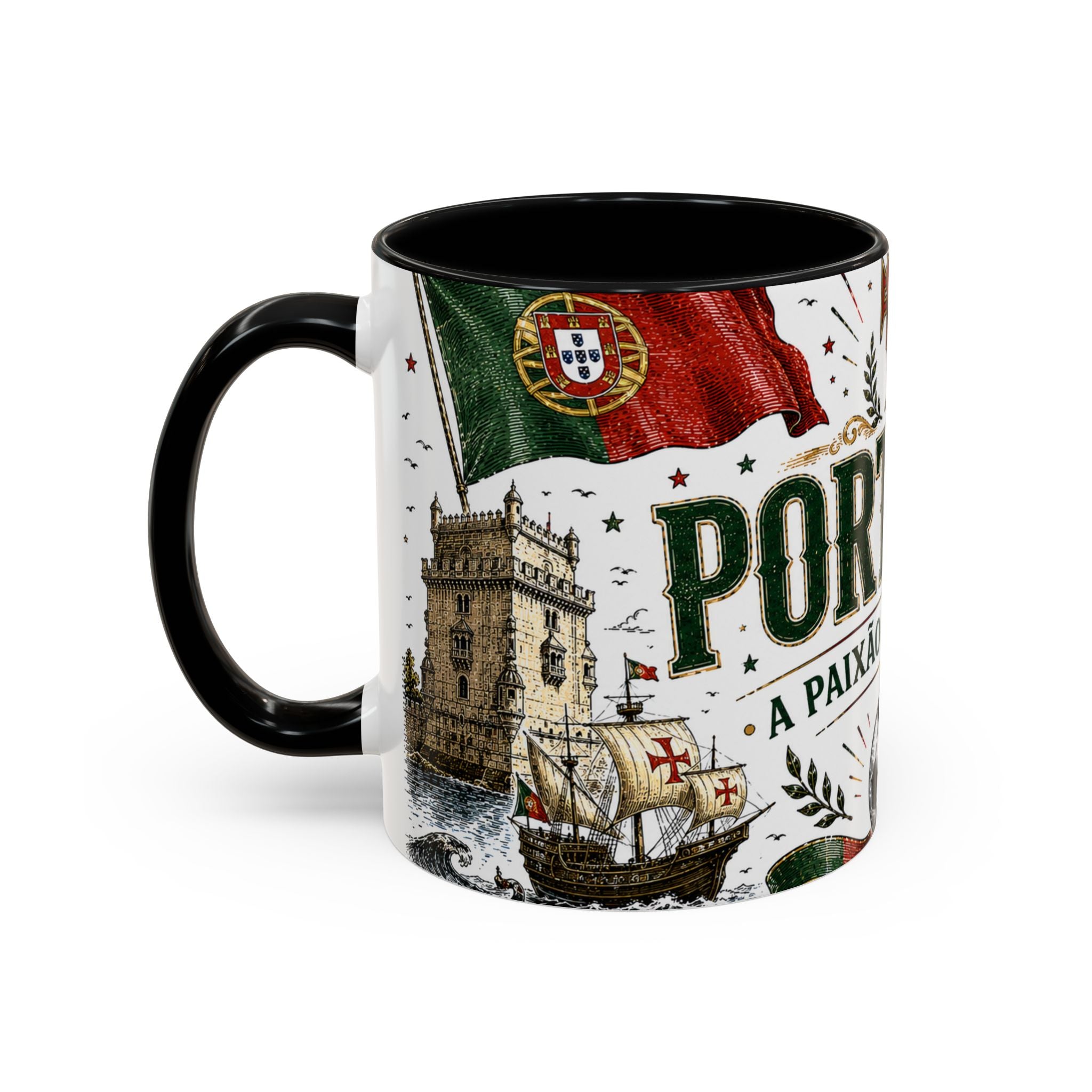 Portugal Soccer Coffee Mug | World Cup Fan Gift | Accent Color Ceramic 11oz 15oz Match Day Cup