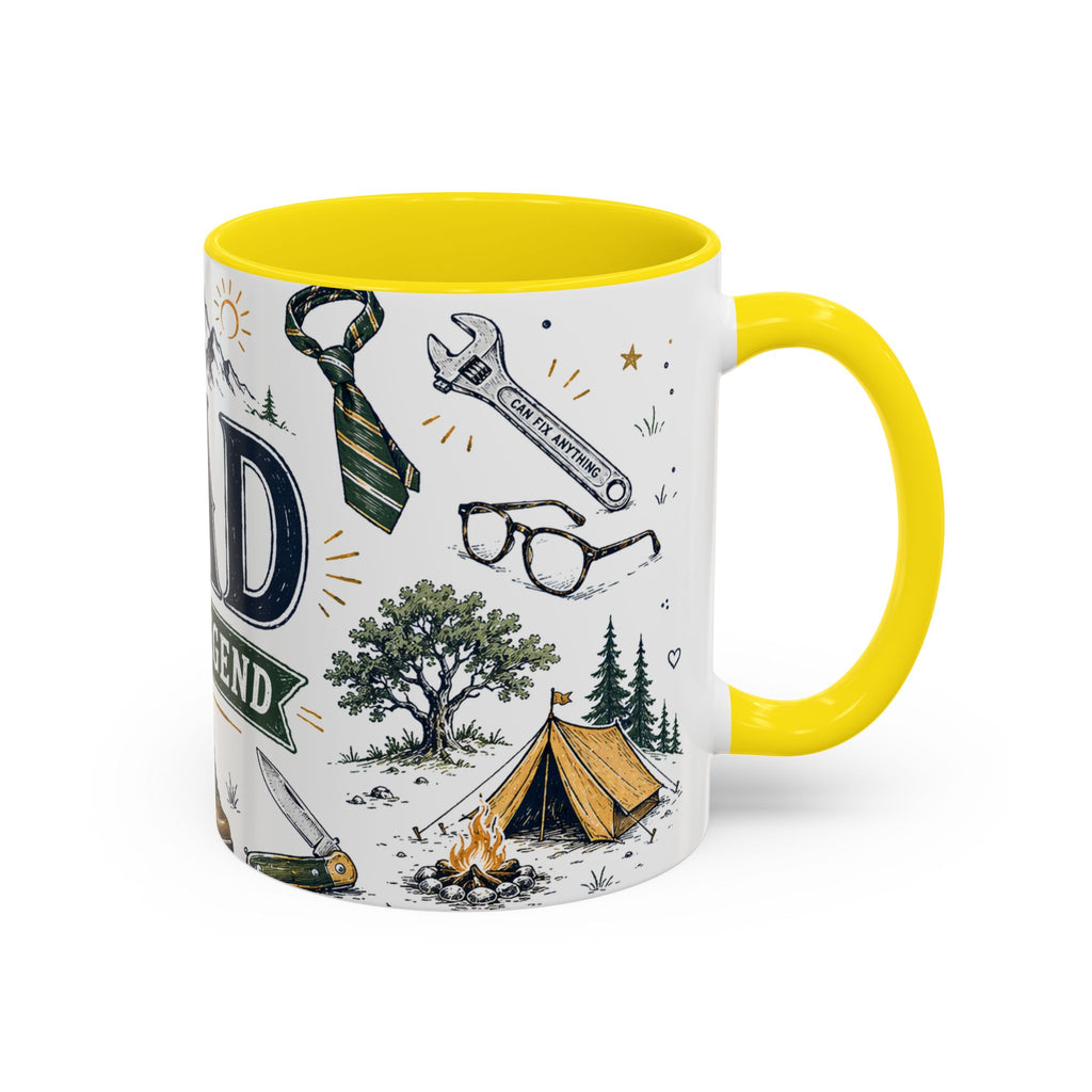 Dad The Legend Coffee Mug | Father's Day Gift for Dad | Accent Color Ceramic 11oz 15oz