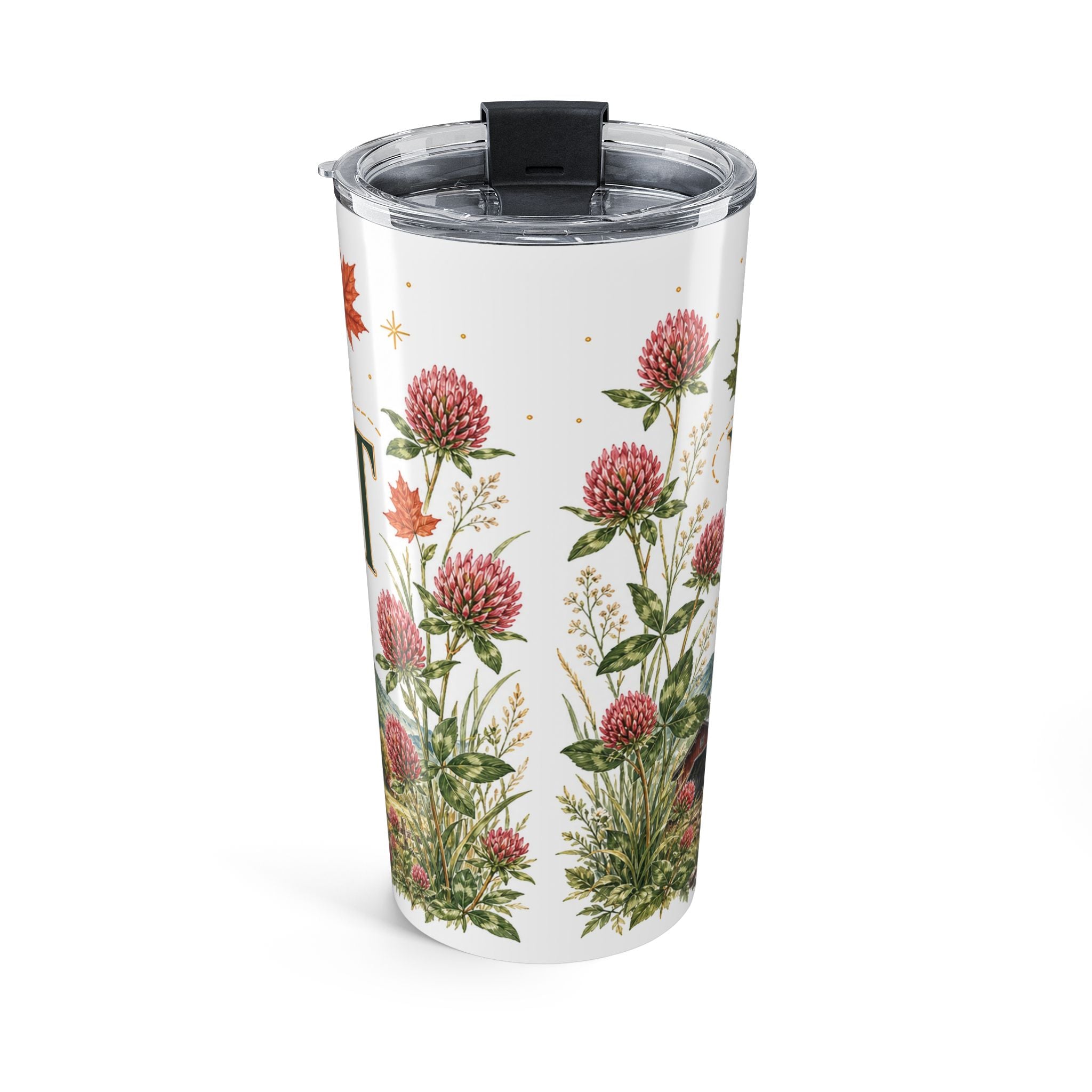 Vermont State Flower 20oz Tumbler | Red Clover Botanical State Flower Gift | Insulated Stainless Steel Travel Cup