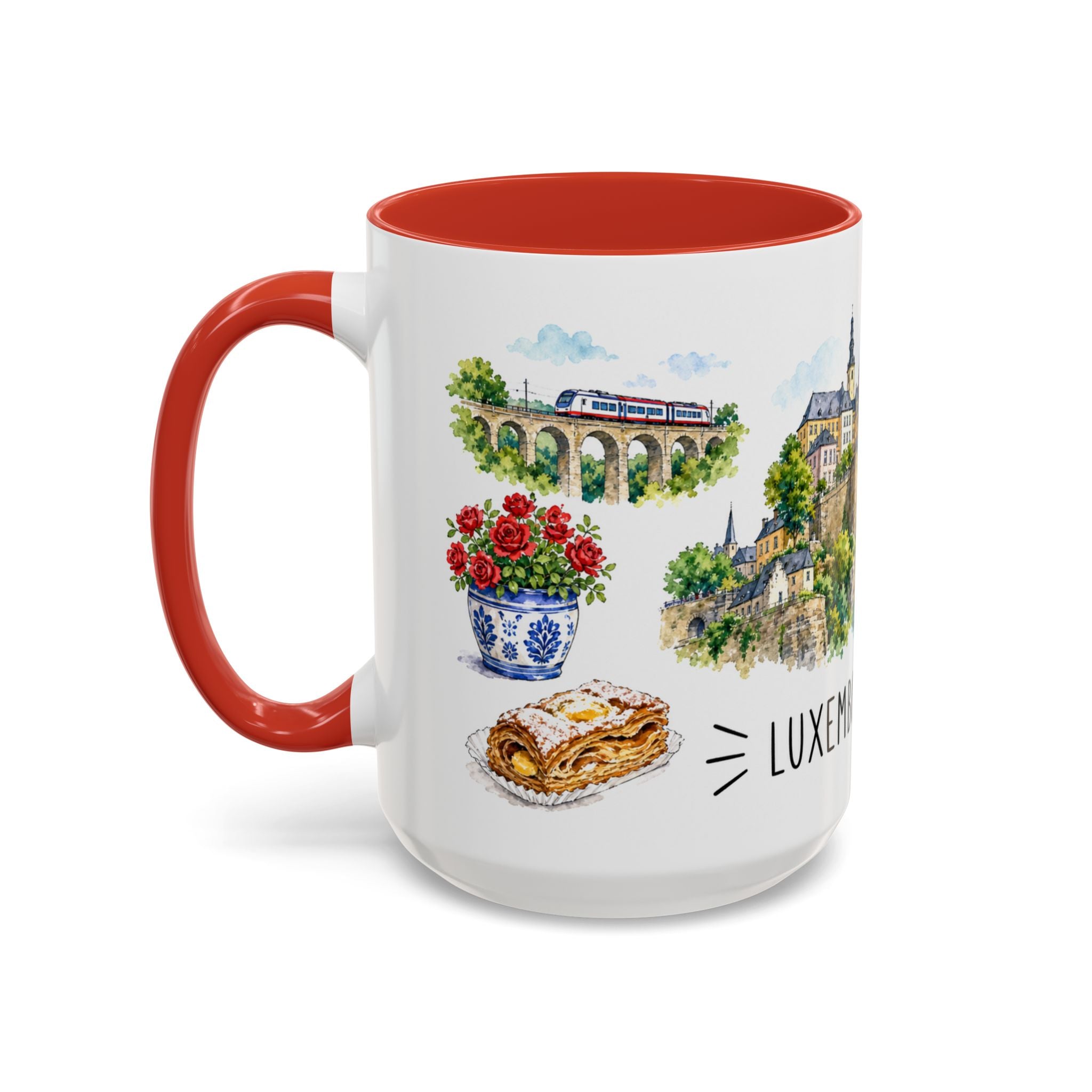 Luxembourg City Illustrated Travel Mug | City Souvenir Accent Coffee Mug | 11oz 15oz Ceramic Cup