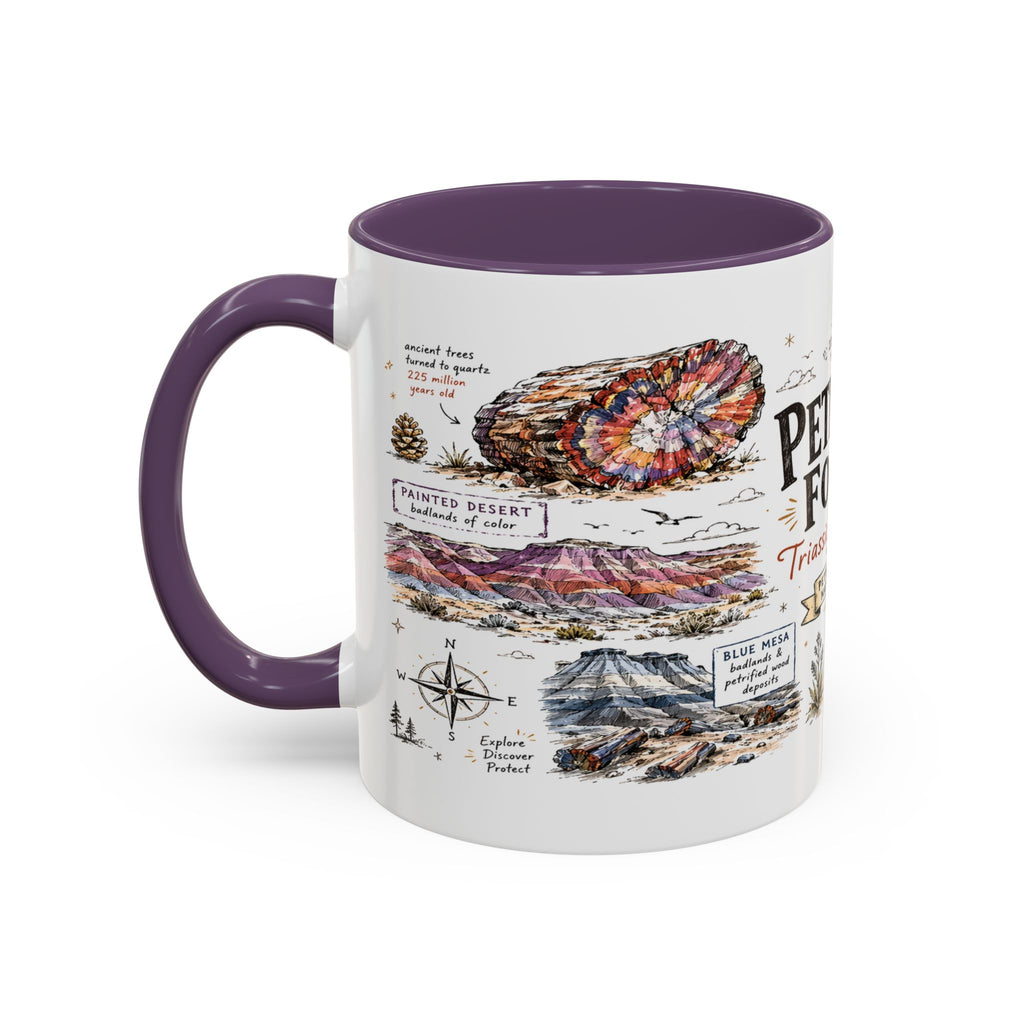 Petrified Forest National Park Coffee Mug | Arizona Painted Desert Fossil Gift | Accent Color Ceramic 11oz 15oz
