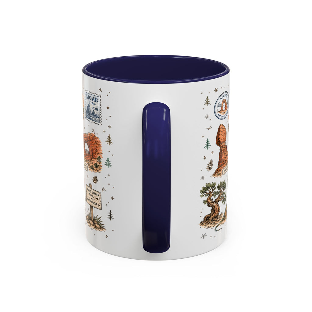 Arches Coffee Mug | National Park Hiking Utah Gift | Accent Color Ceramic 11oz 15oz