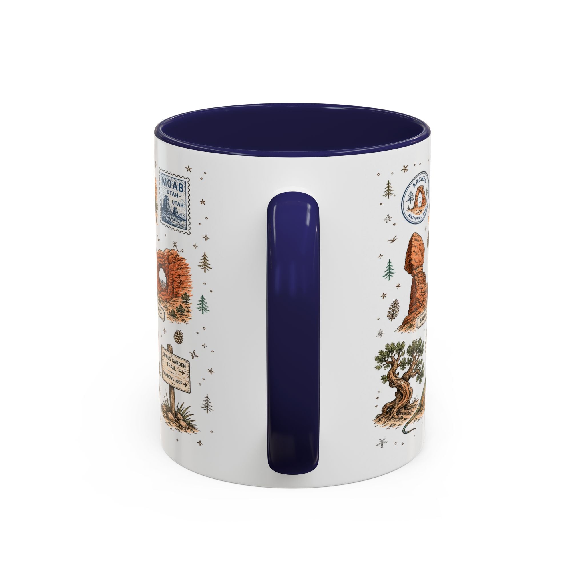 Arches Coffee Mug | National Park Hiking Utah Gift | Accent Color Ceramic 11oz 15oz