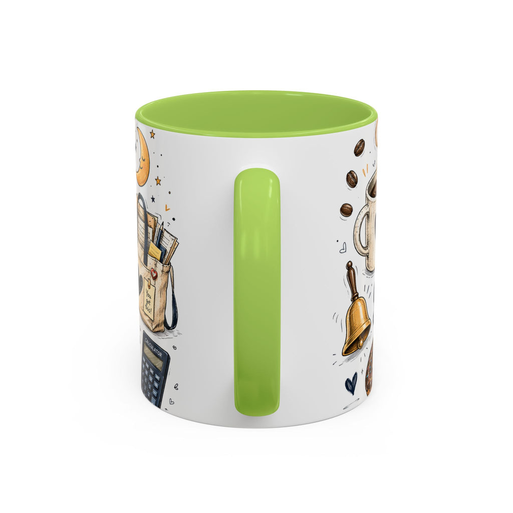 Teacher Fuel Coffee Mug | Powered by Coffee and Wine Funny Gift | Accent Color Ceramic 11oz 15oz