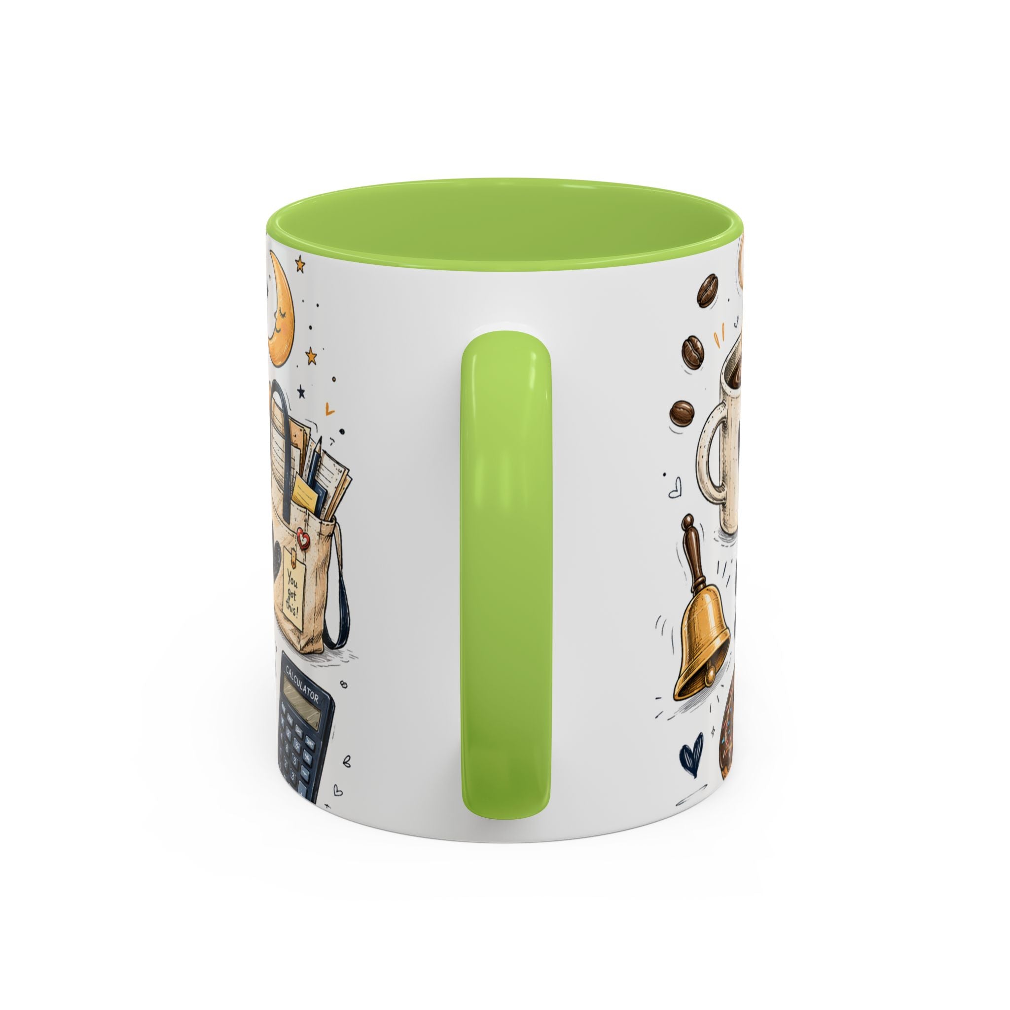 Teacher Fuel Coffee Mug | Powered by Coffee and Wine Funny Gift | Accent Color Ceramic 11oz 15oz