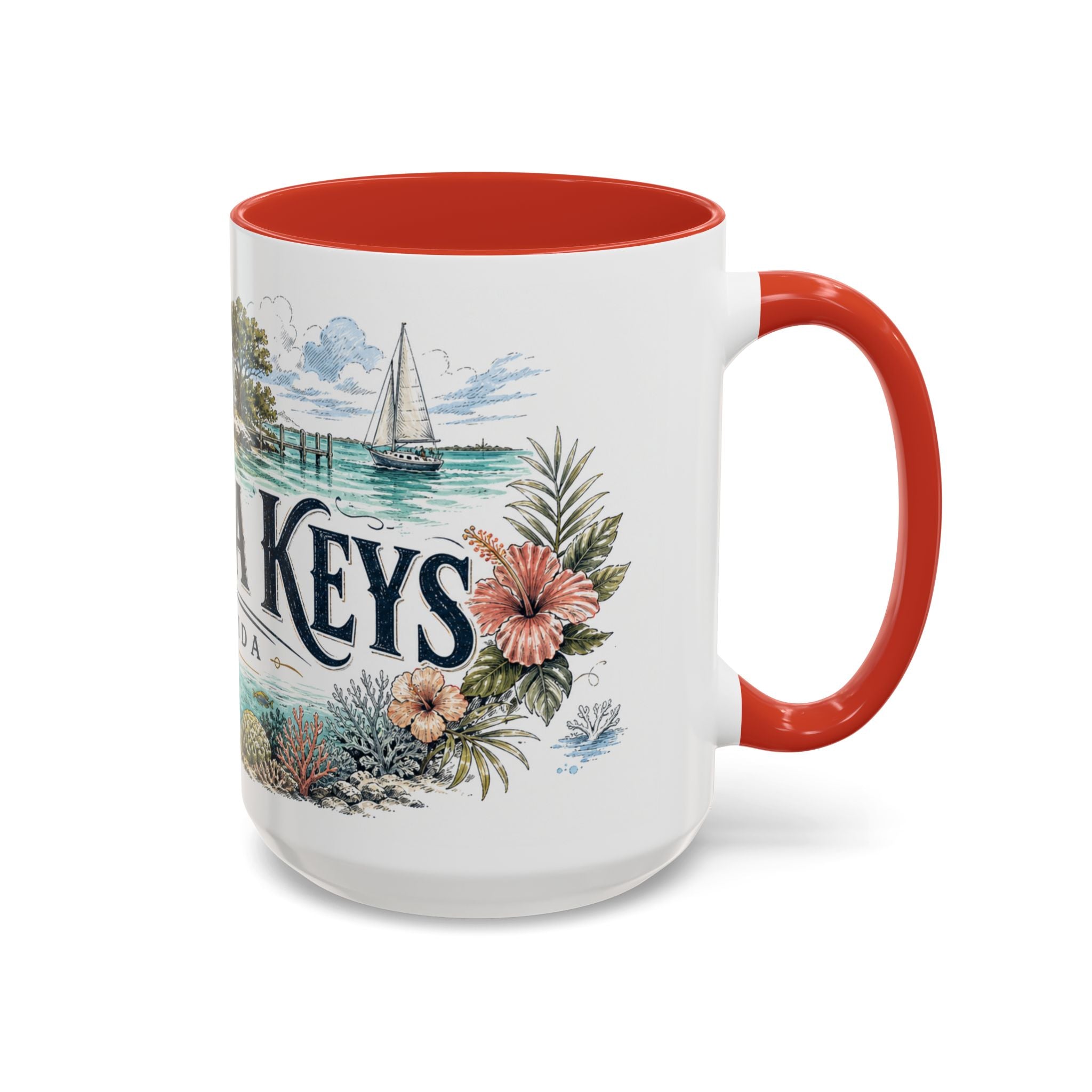 Florida Keys Mug, Florida Travel Souvenir, Bucket List Gift, Accent Ceramic Coffee Mug 11oz 15oz
