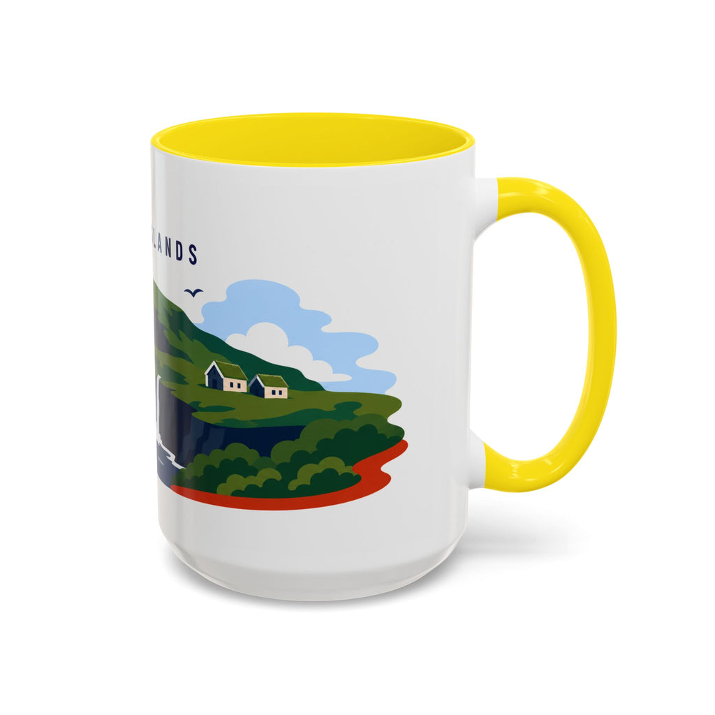 Faroe Islands Coffee Mug | Travel Destination Souvenir Gift | Accent Color Ceramic 11oz 15oz