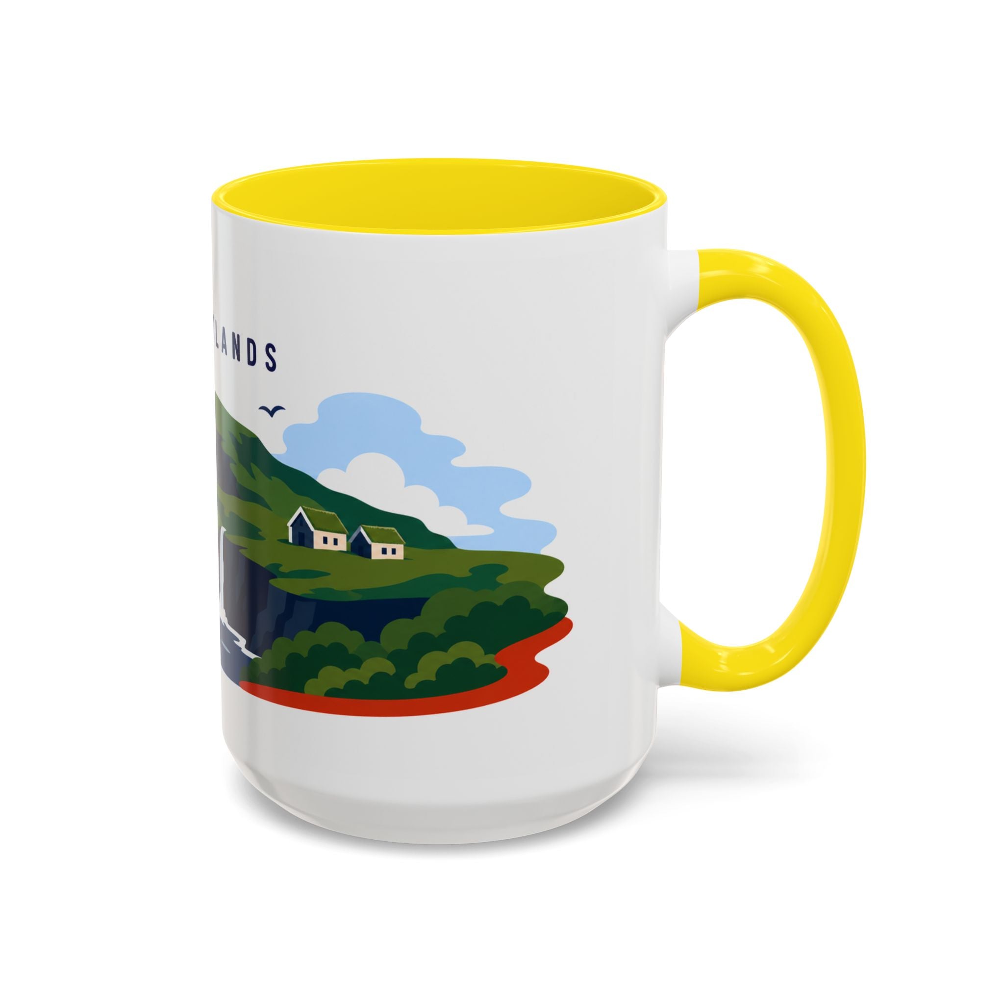 Faroe Islands Coffee Mug | Travel Destination Souvenir Gift | Accent Color Ceramic 11oz 15oz