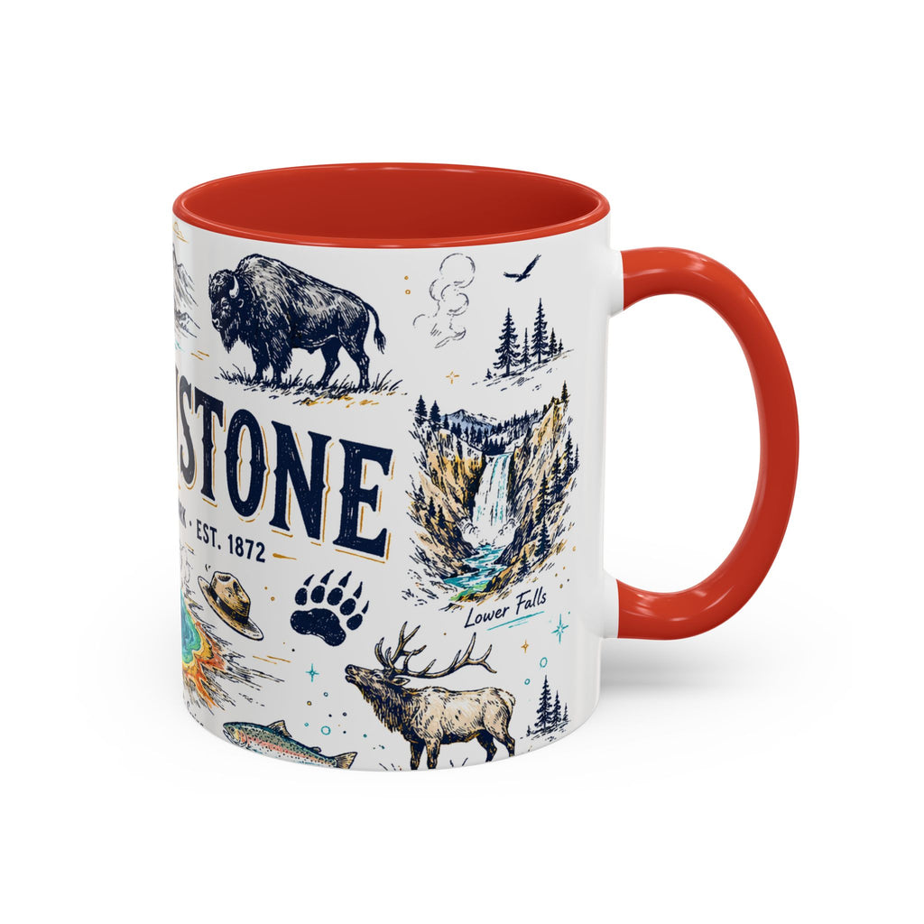 Yellowstone National Park Coffee Mug | Hiking Camping Nature Gift | Accent Color Ceramic 11oz 15oz