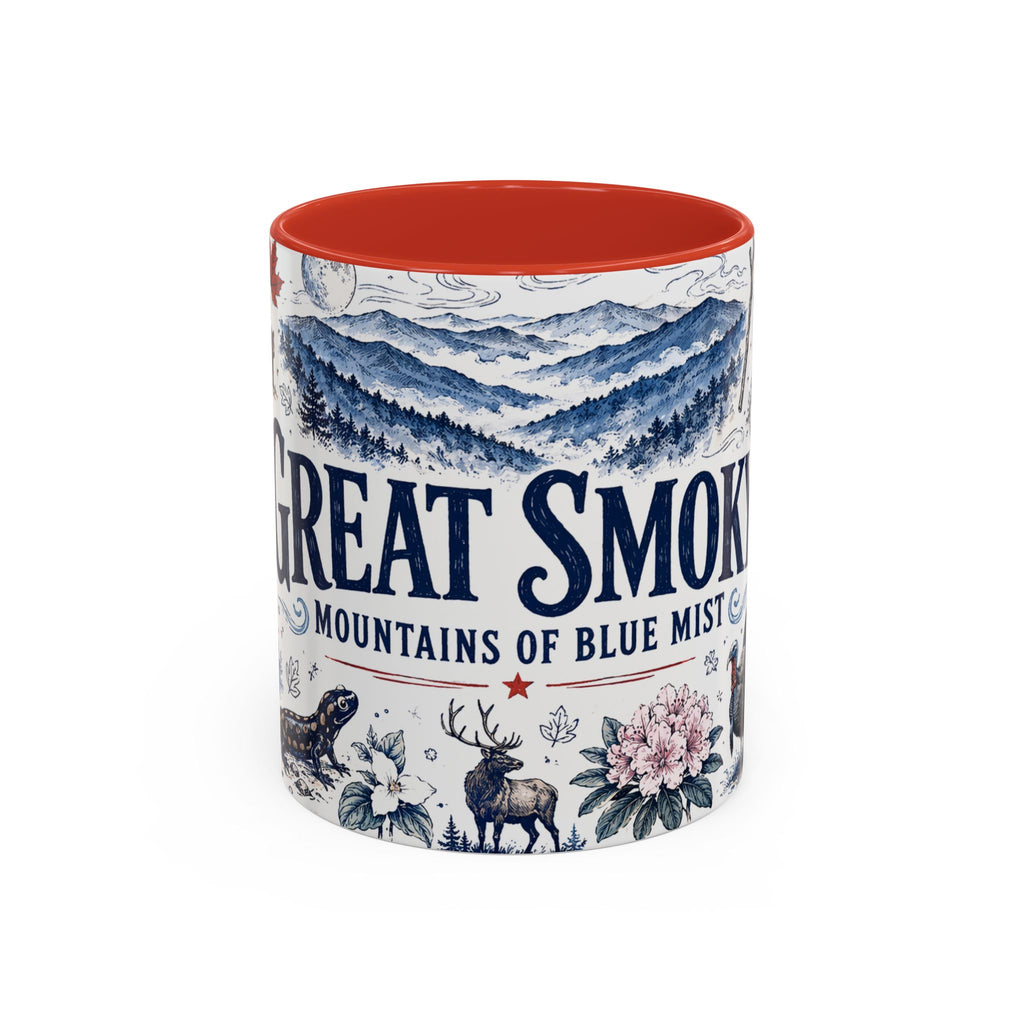 Great Smoky Mountains Coffee Mug | National Park Hiking Gift | Accent Color Ceramic 11oz 15oz