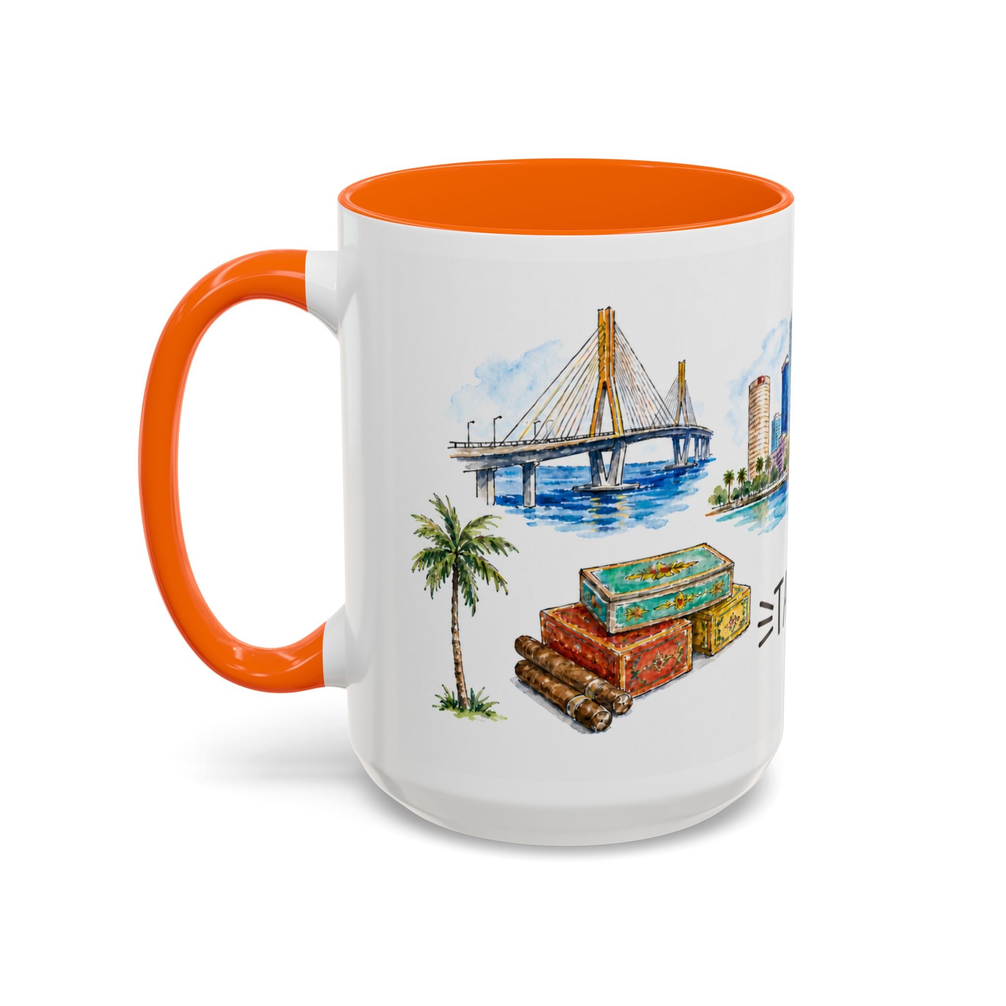 Tampa Illustrated Travel Mug | City Souvenir Accent Coffee Mug | 11oz 15oz Ceramic Cup