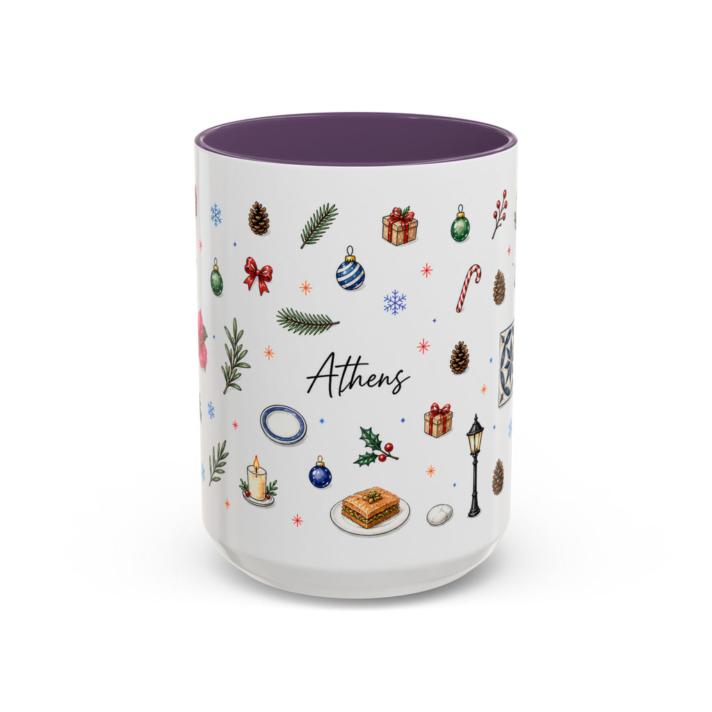 Athens Christmas Mug | Watercolor City Souvenir, Travel Gift (11oz/15oz)